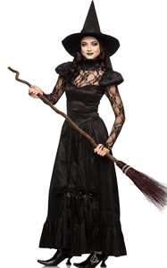 F1780  Halloween Costume for Adults Black Witch Halloween Costume Fancy Dress
